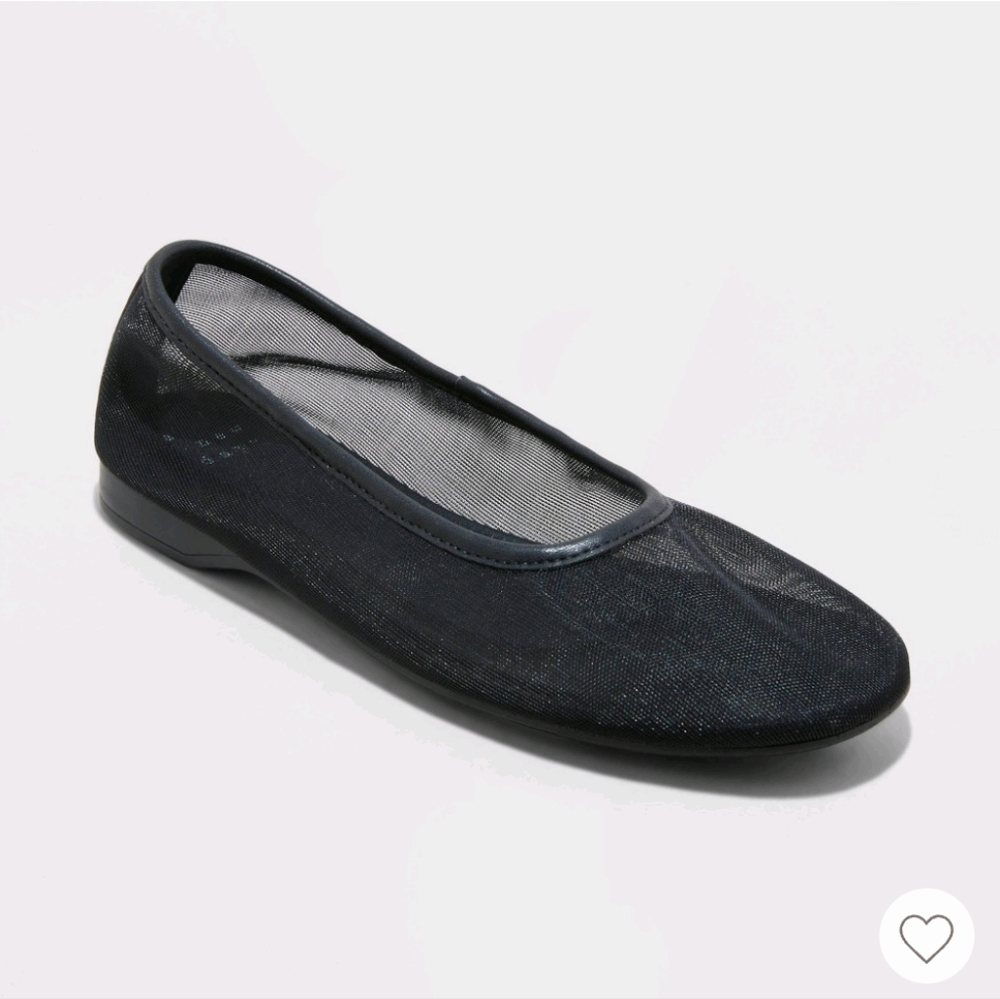 Women's mel sheer mesh ballet flats with memory foam insole - A New Day in black
